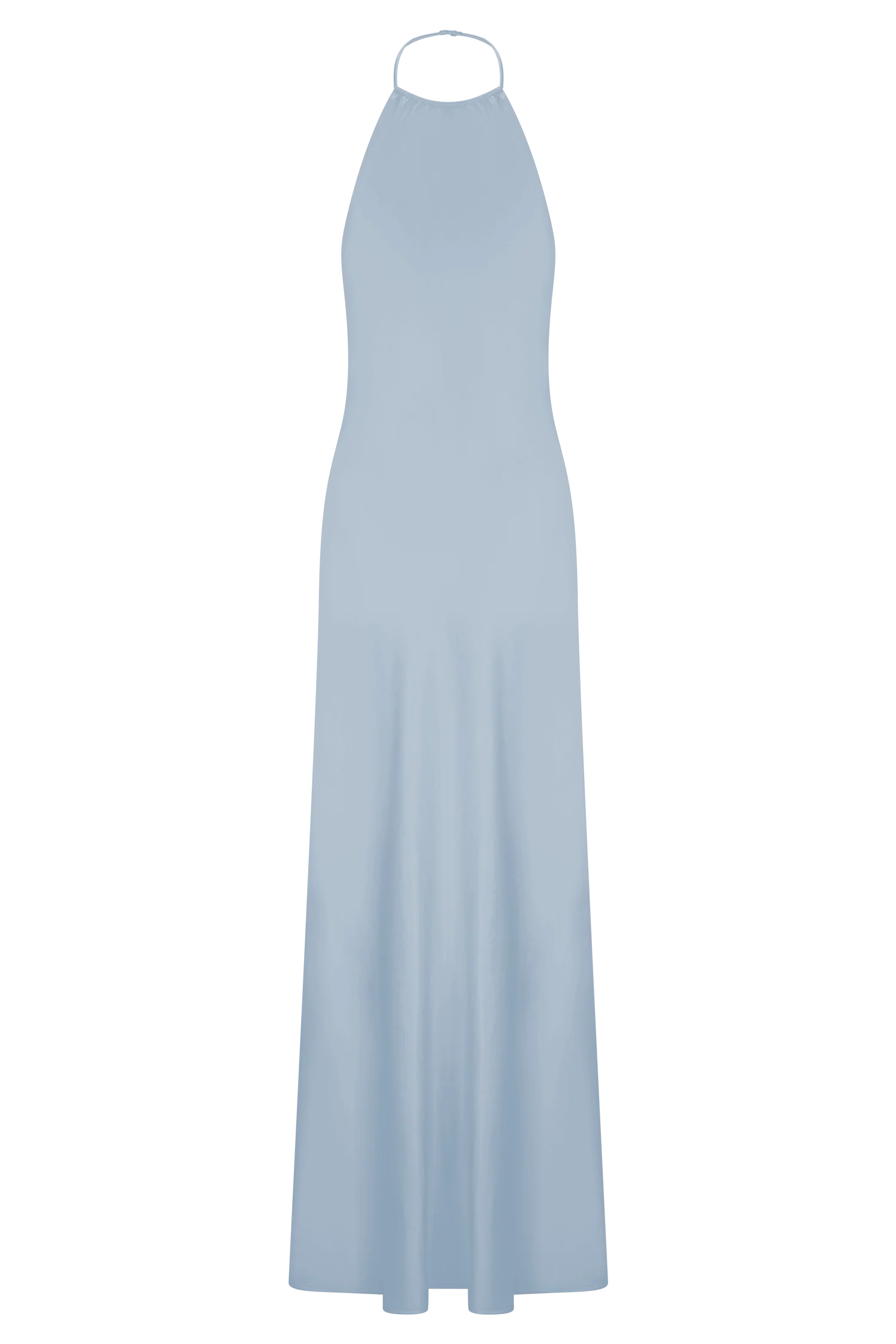 Bella Satin Halter Maxi Dress Frosted Blue