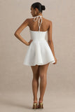 Taylor White Lily Print Square Neck Mini Dress
