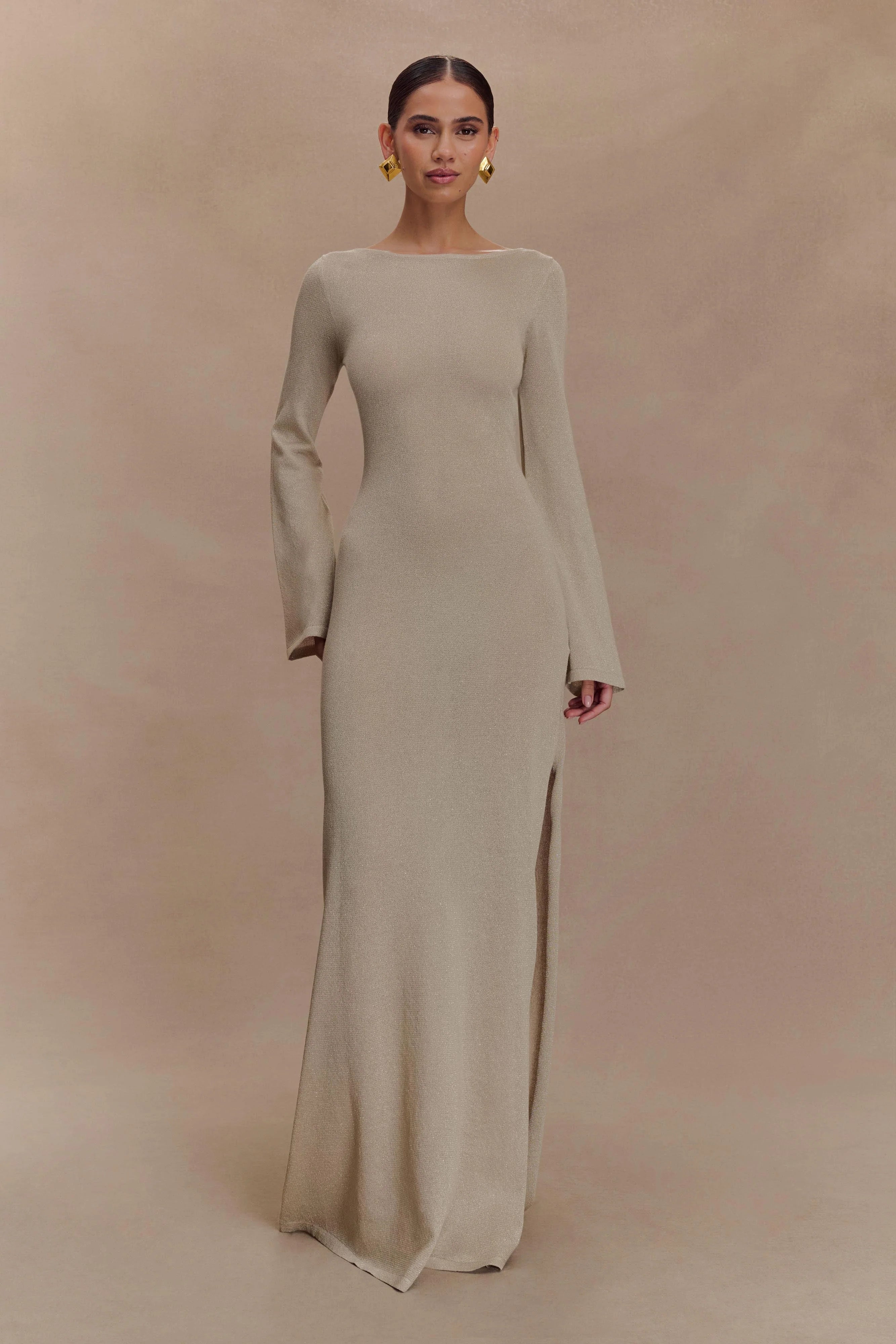 Atticus Knit Maxi Dress With Sequin Gold