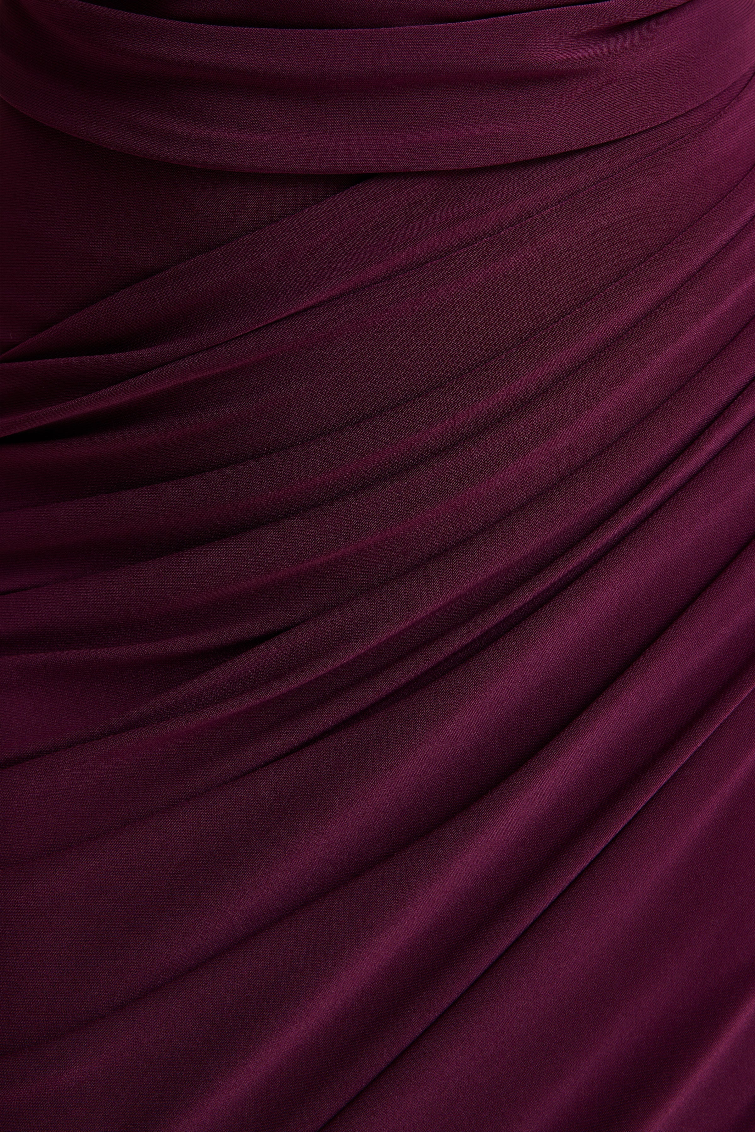 Cairo Burgundy Cowl Neck Maxi Dress With Gathered Detailing
