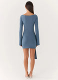 Holiday Scene Mini Dress Coastal Blue