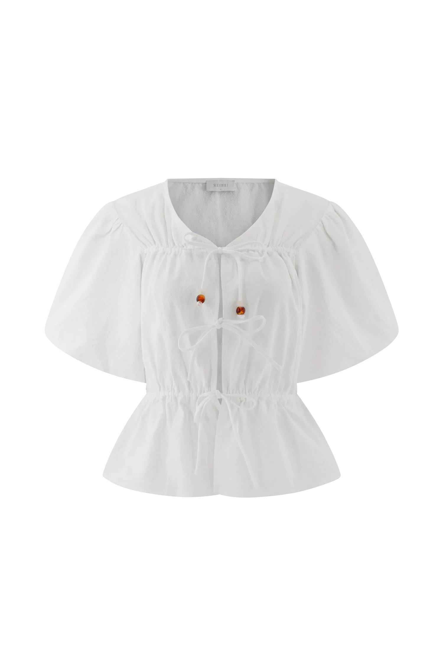 Emilie Puff Sleeve Cotton Top White