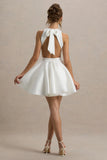 Waverly White Racer Neck Sleeveless Skater Mini Dress