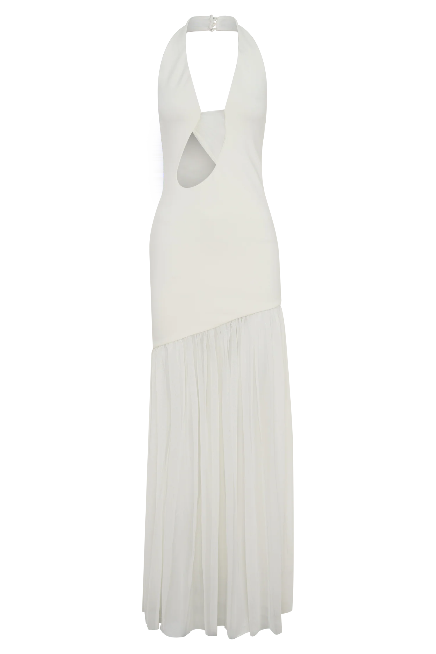 Aubree Crepe And Mesh Maxi Dress Ivory