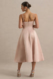 Mally Rose Pink Satin Sweetheart A Line Midi Dress
