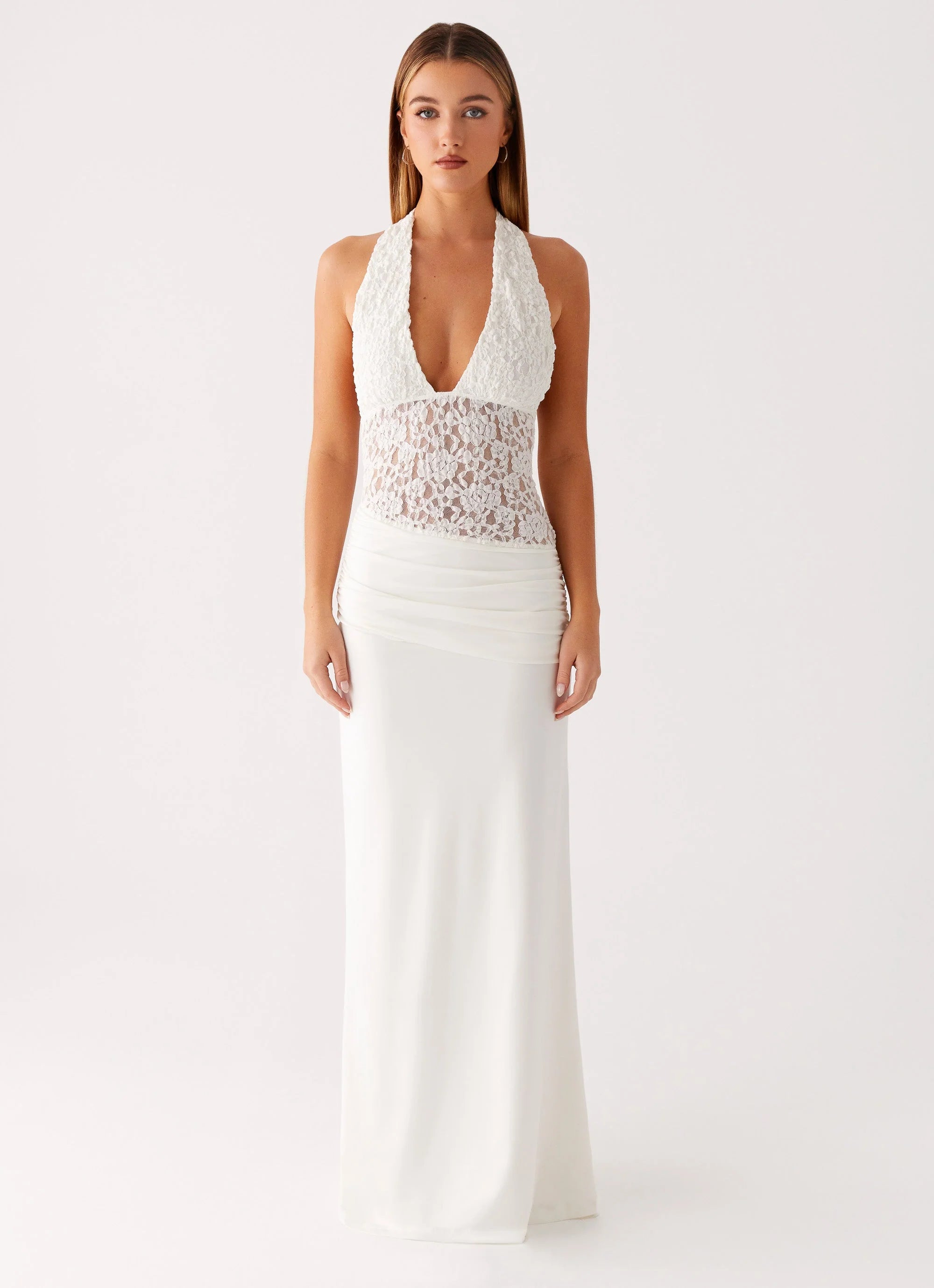 Miri Halter Maxi Dress Ivory