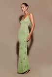 Suki Metallic Knit Maxi Dress Pastel Green