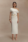 Kendra Scuba Jersey Midi Dress With Hardware Ivory