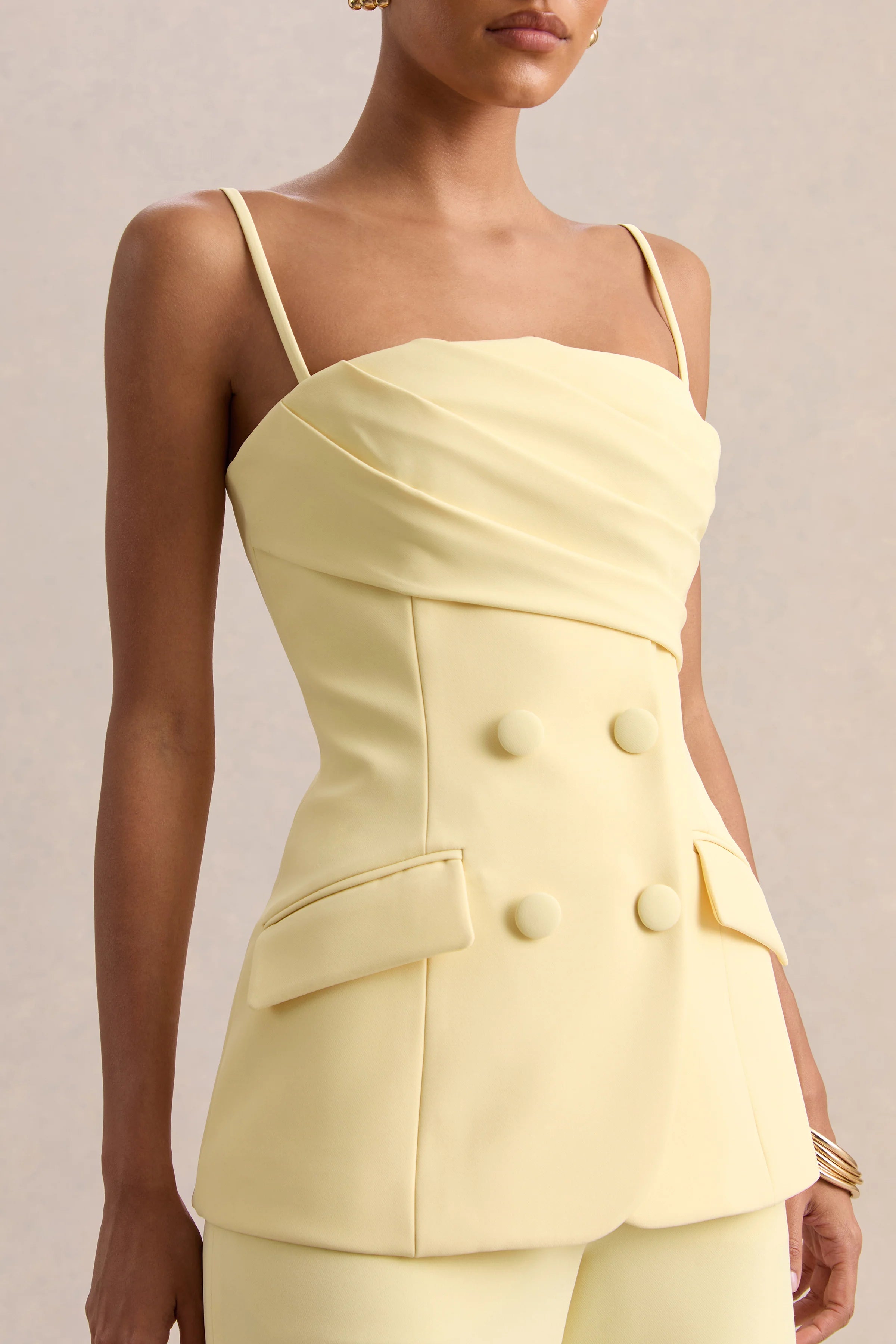Lunivra Lemon Square Neck Tailored Top