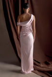 Dalia Off Shoulder Satin Maxi Dress Soft Pink