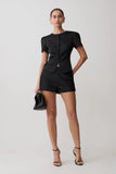 Anne Satin Mini Short Black