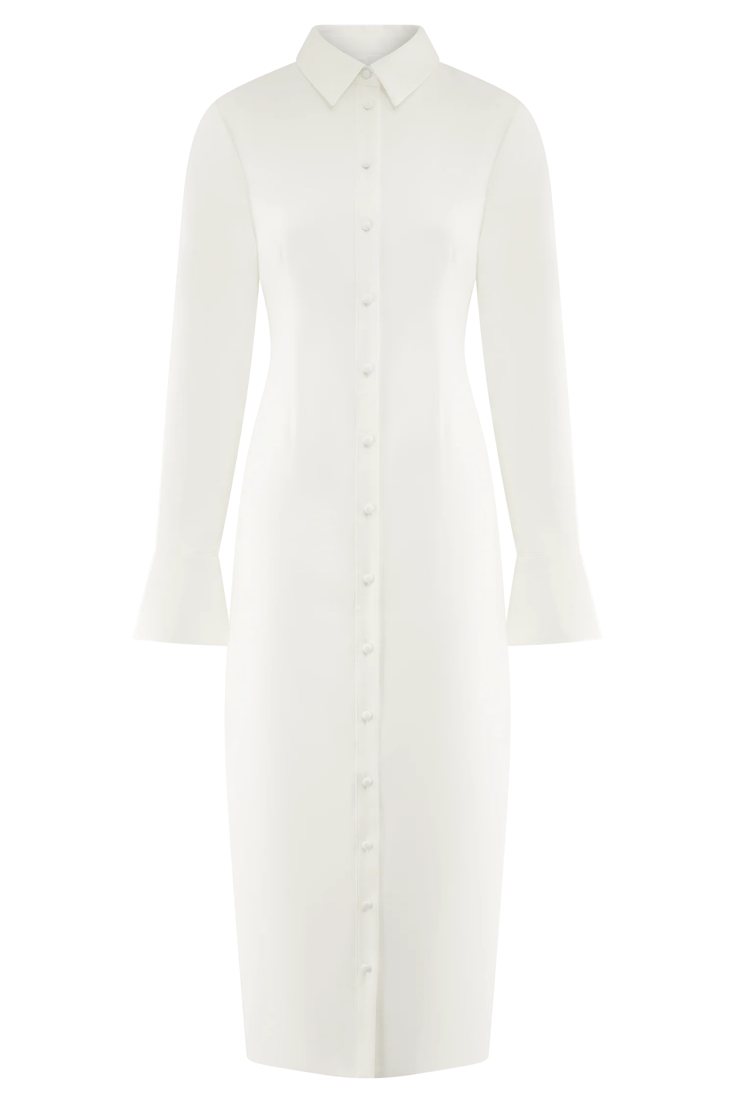 Dorian Fitted Shirt Midi Dress White