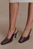 Maren Faux Leather Crocodile Heel Chocolate