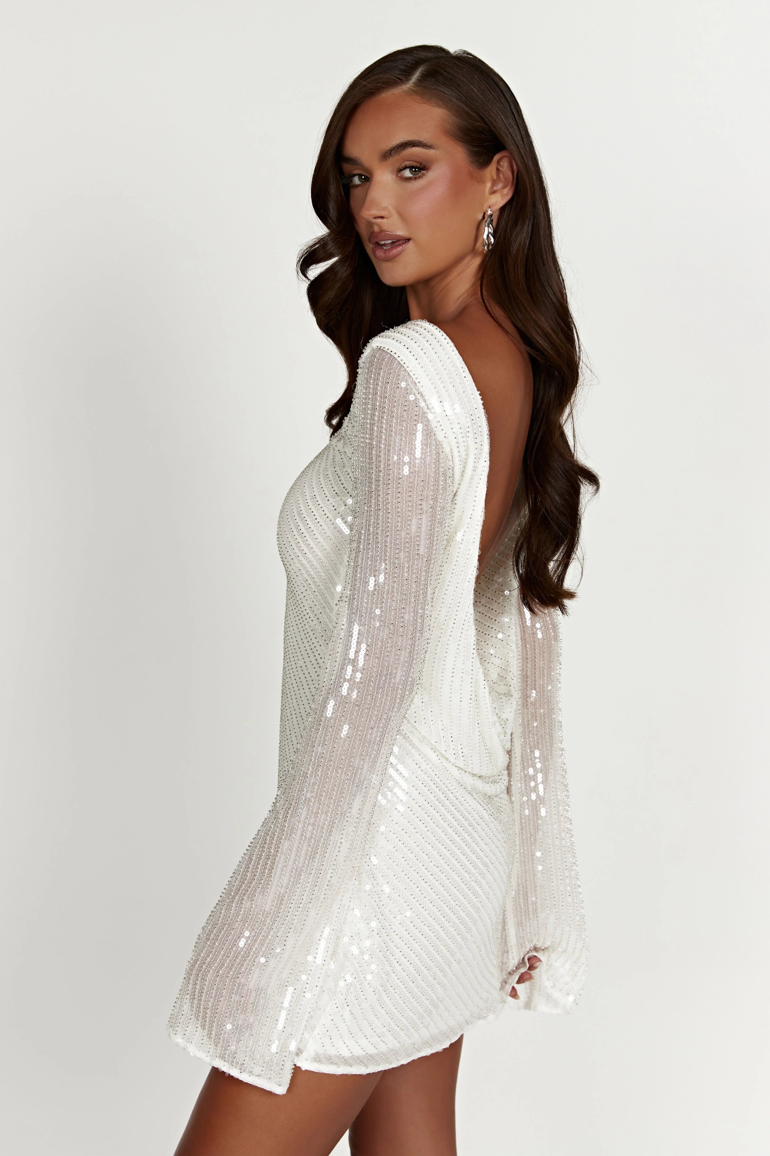 Nala Sequin Mini Dress White