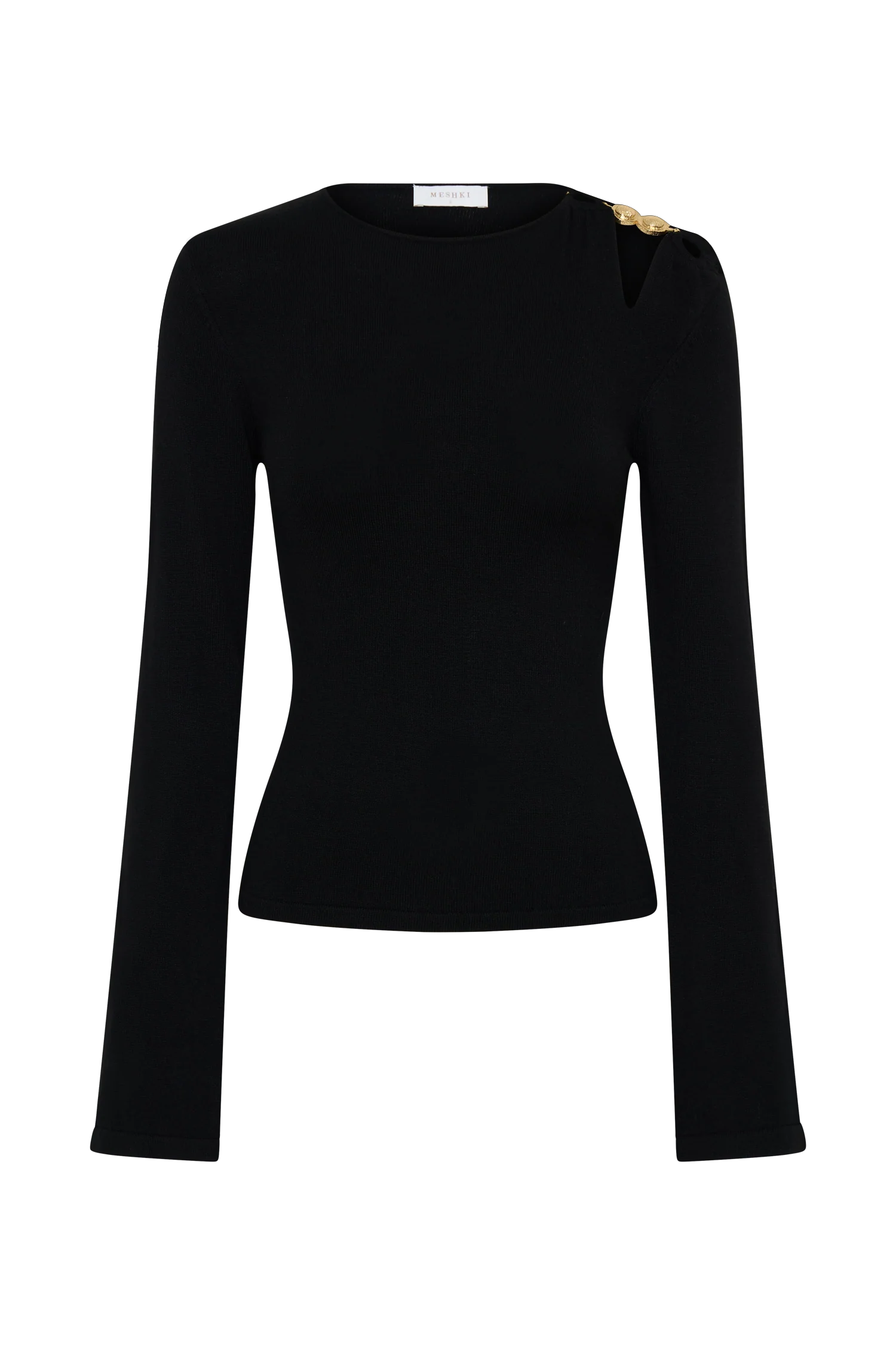 Ricky Knit Long Sleeve Longline Top Black