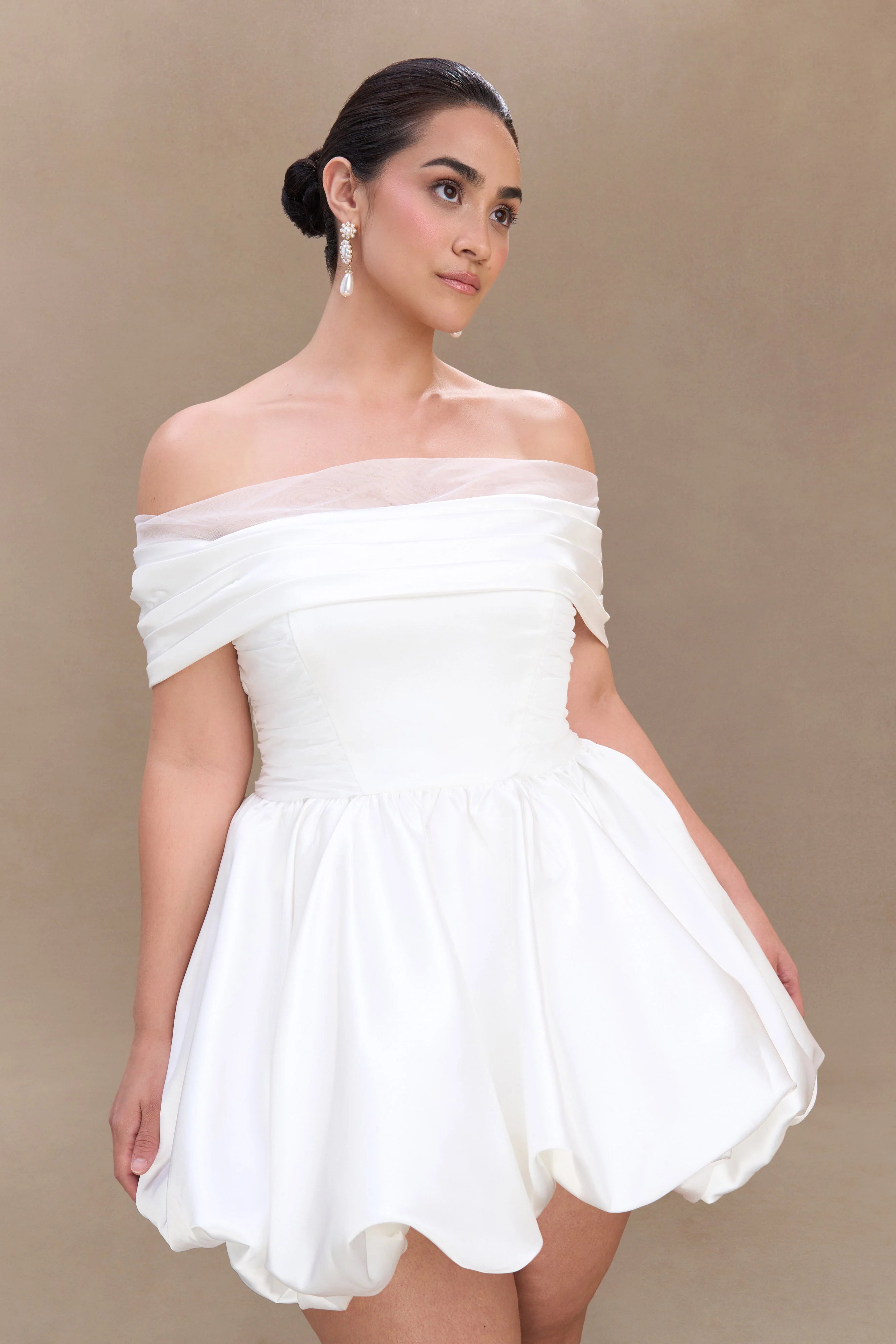 Lauretta Off Shoulder Mini Dress White