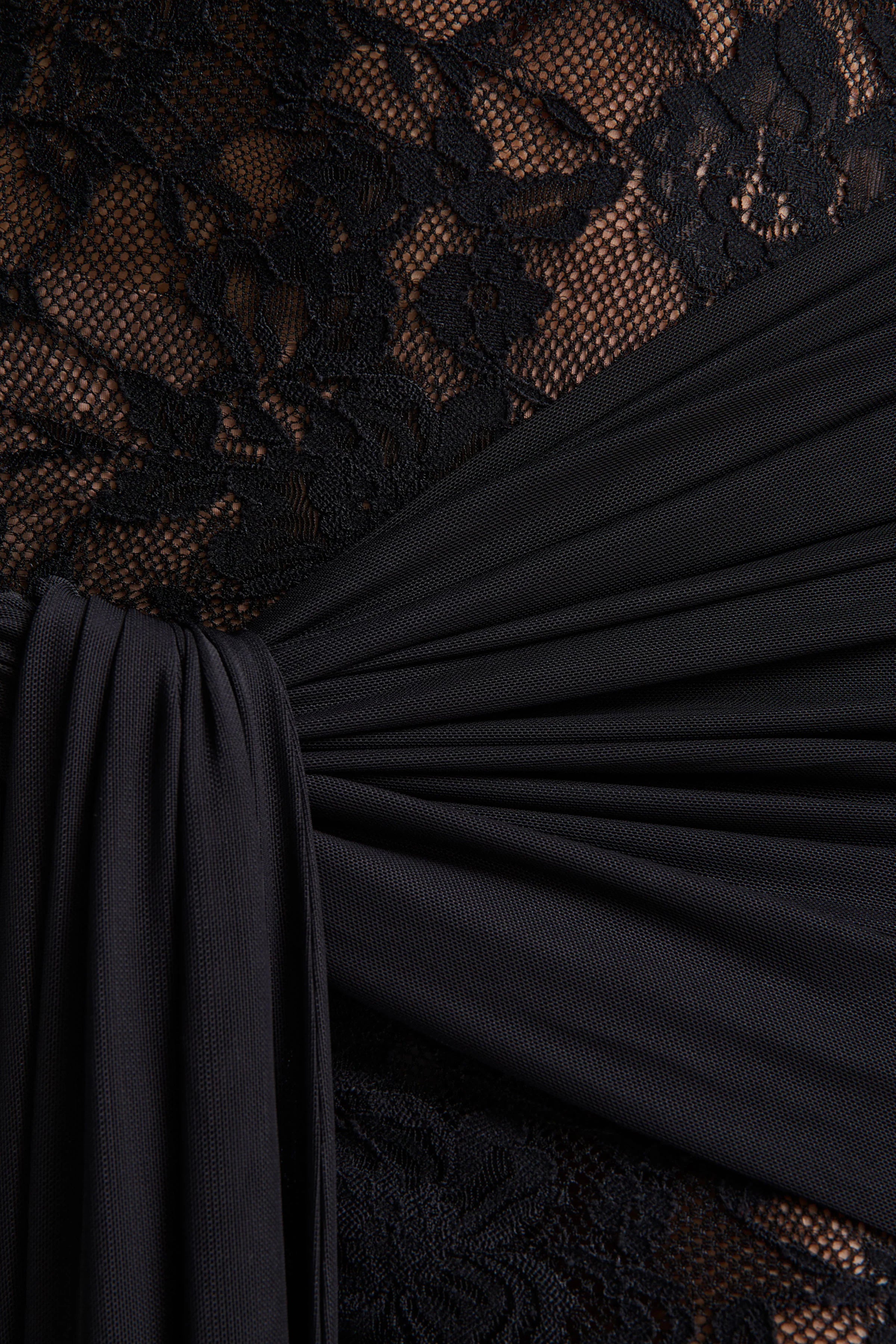 Akira Black Lace Maxi Dress With Sash Detail