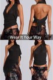 Women Sheer Poncho Top Multiway Knit Crochet Asymmetric Mesh Cover Up Going Out Clubwear