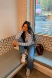 Dori Blue Zip Stripe Knit Sweater