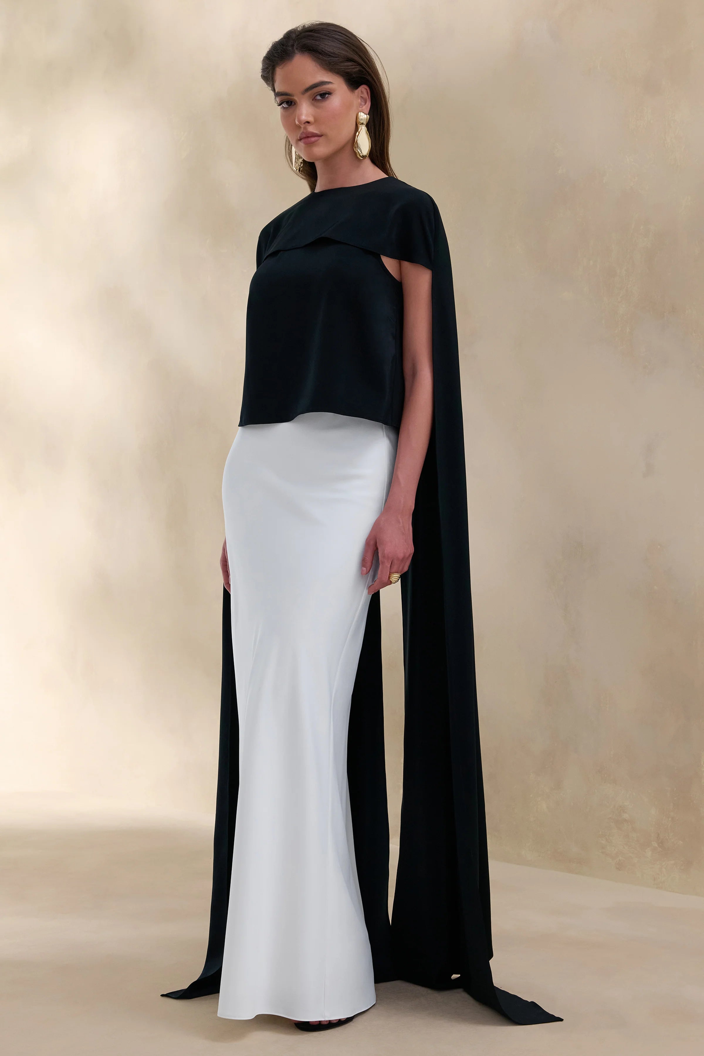 Iveta White Satin Maxi Skirt