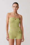 Dimitri Knit Halter Top With Hardware Light Olive