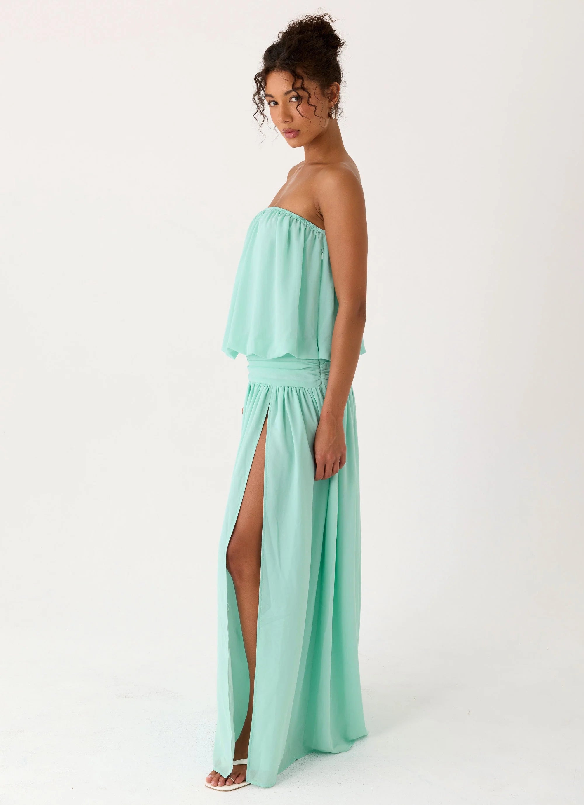 Lioras Strapless Maxi Dress Aqua