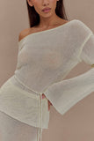Reagan Off Shoulder Knit Top White