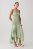 Evelyn Shirred Chiffon Maxi Dress Sage