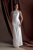 Violet Sleeveless Satin Maxi Dress White