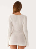 Ocean Drift Long Sleeve Mini Dress Ivory