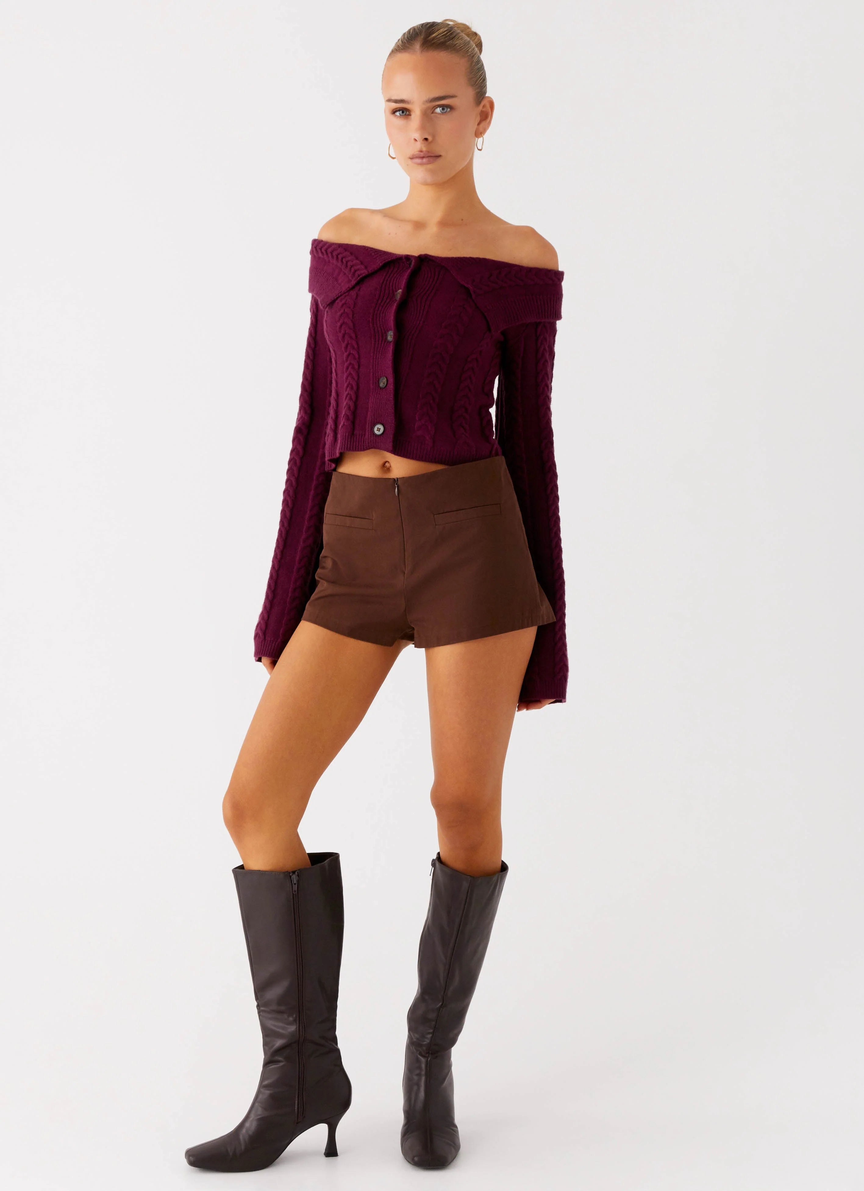 All Hours Cable Knit Plum