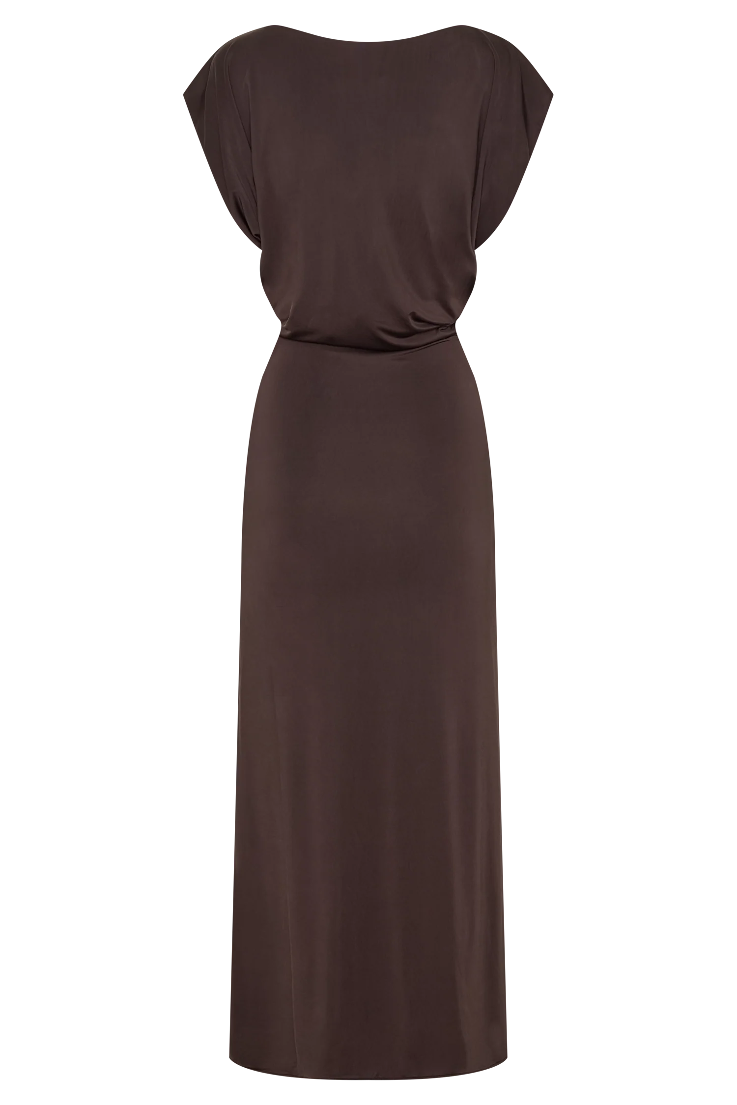 Maiara Shortsleeve Slinky Tie Maxi Dress Chocolate