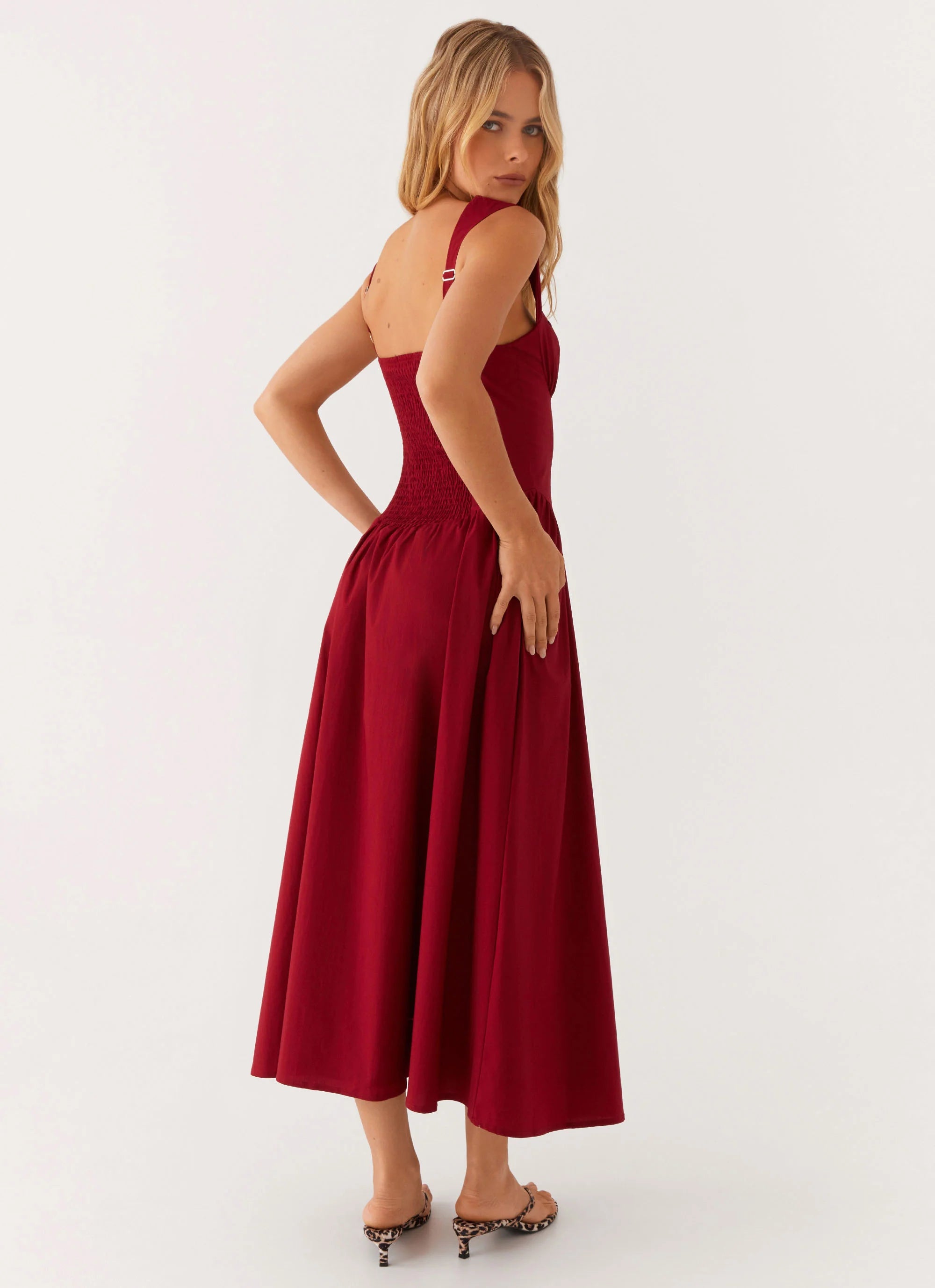 Emmalina Midi Dress Deep Red