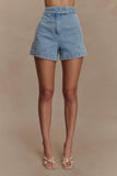 Kylee Embroidered Shorts Mid Blue