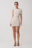 Adrienne One Shoulder Mesh Mini Dress Polka Dot