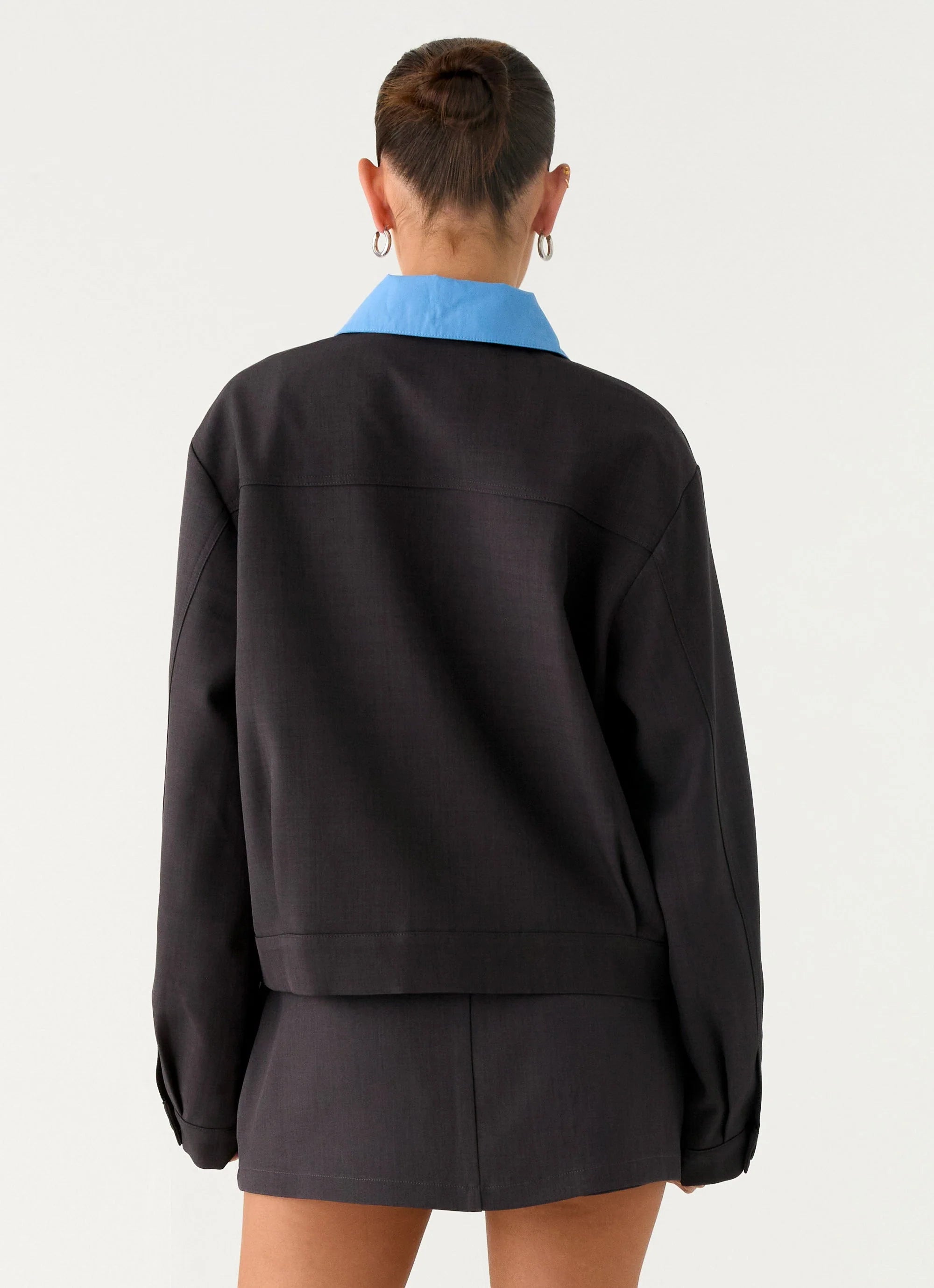 Harlee Poplin Suiting Jacket Charcoal