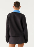 Harlee Poplin Suiting Jacket Charcoal