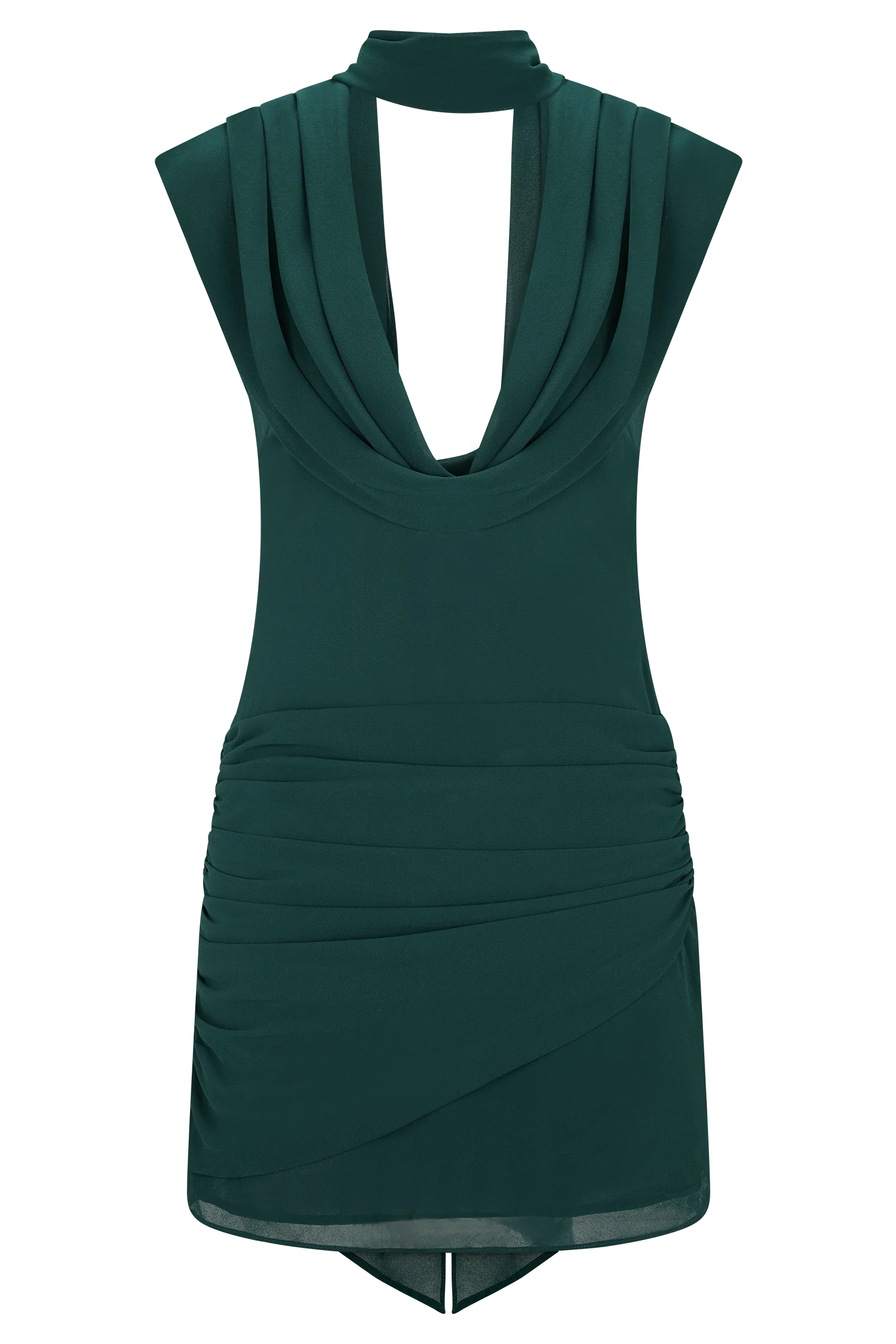 Giulia Chiffon Draped Mini Dress Dark Emerald