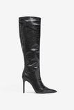 Uptown Black Croc Fitted Over Knee Pointed Heeled Boots