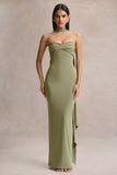 Sheila Olive Bandeau Maxi Dress With Scarf Detail