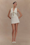 Alix Mixed Button Vest Ivory
