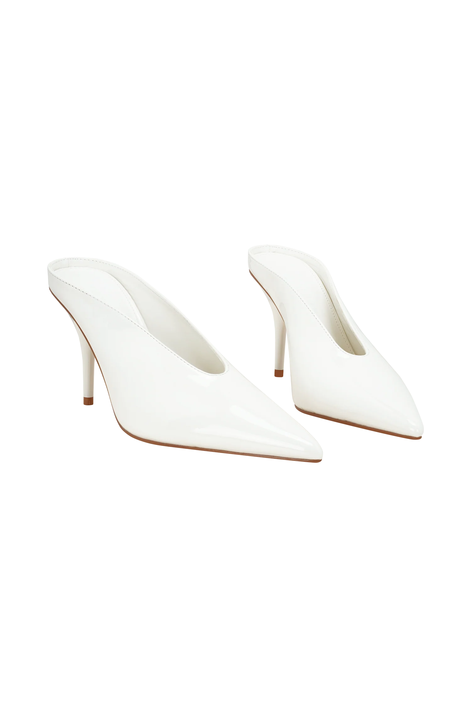 Emerson Patent Faux Leather Point Heel Ivory