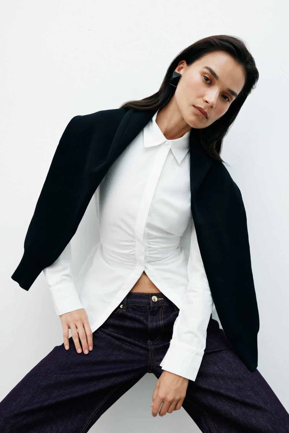Millie Tie Back Cotton Shirt White