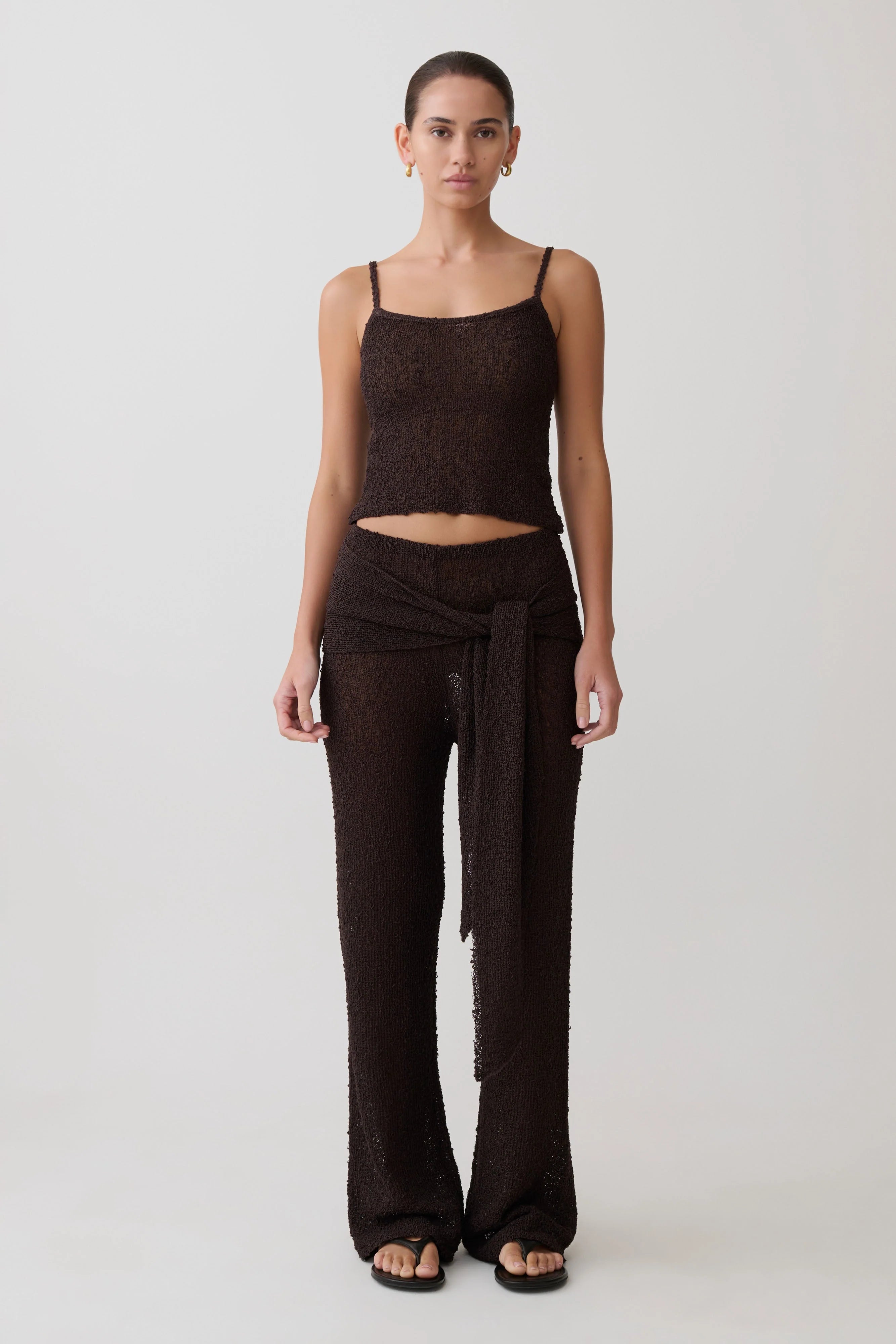 Mattais Boucle Knit Top Dark Chocolate