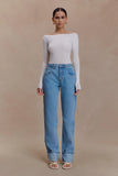 Paedyn Merino Wool Ribbed Long Sleeve Top Ivory