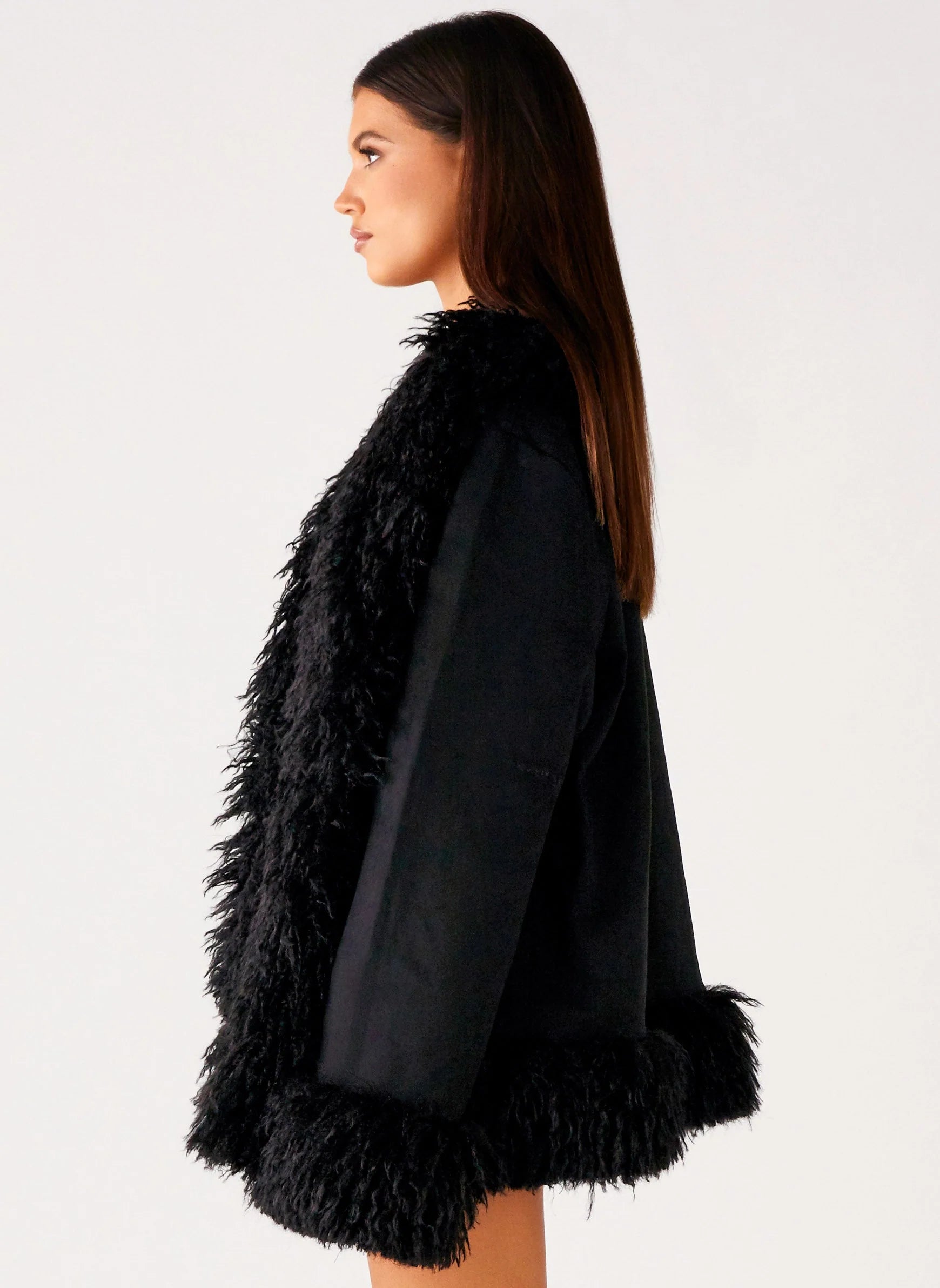 Carmelita Faux Fur Trim Jacket Black