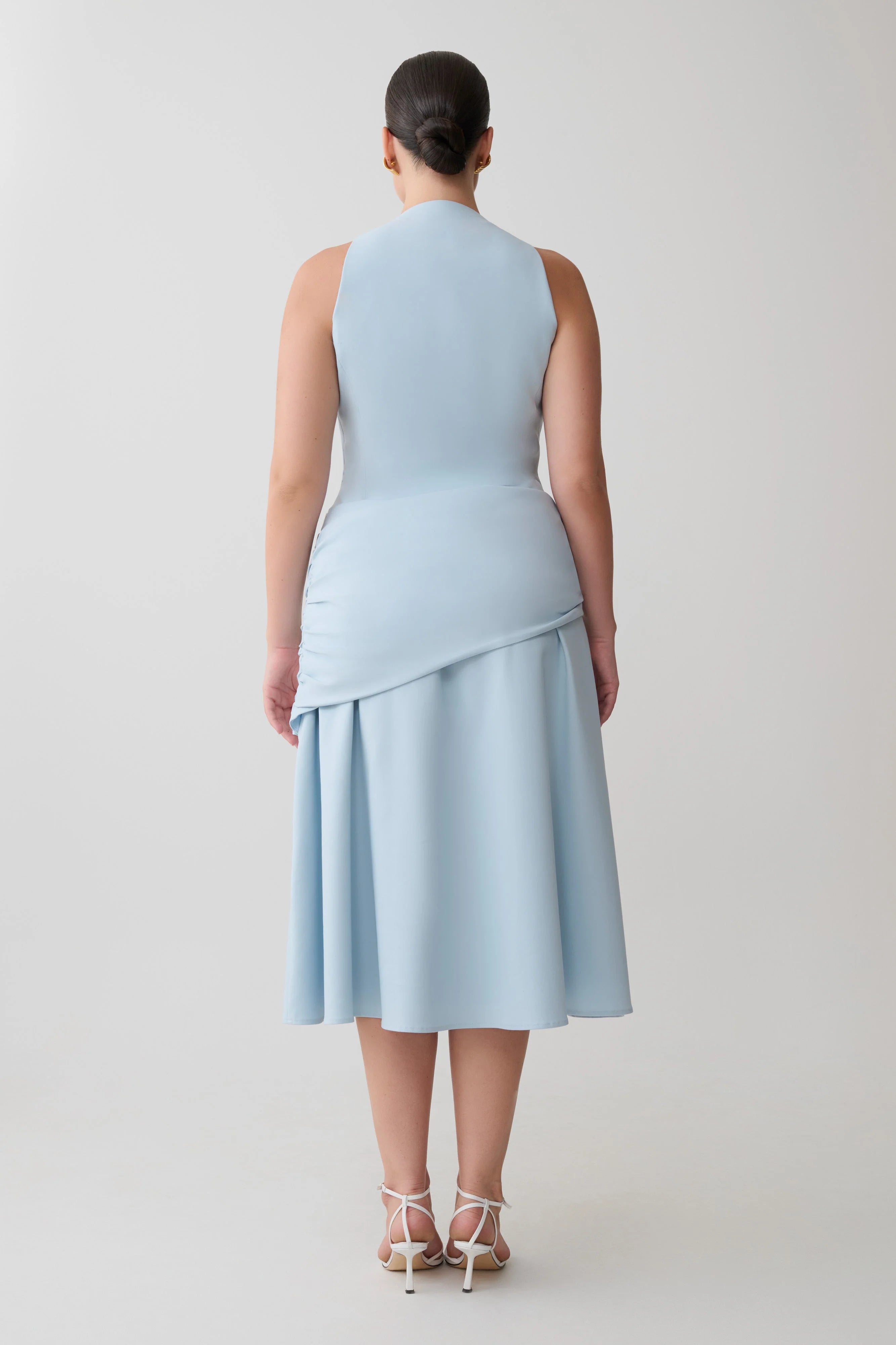 Emily Wrapped Waist Midi Dress Sky Blue