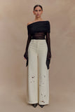 Carmella Embroided Jeans Ecru
