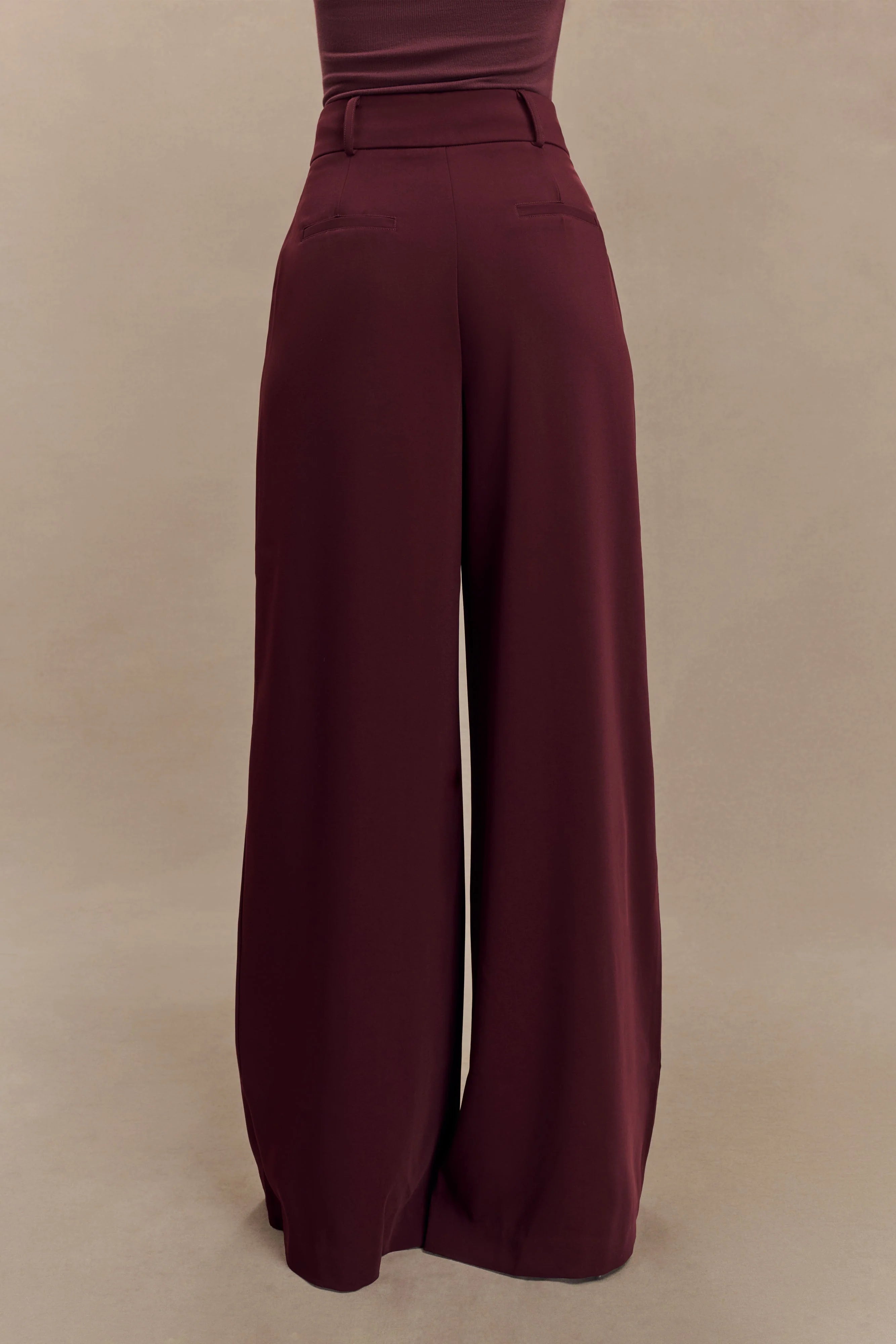 Jacqueline Pleated Wide Leg Pants Mahogany