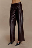 Henry Croc Faux Leather Straight Leg Pants Dark Chocolate
